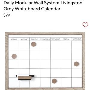 Pottery Barn Daily Modular Wall System Livingston Grey Whiteboard Calendar